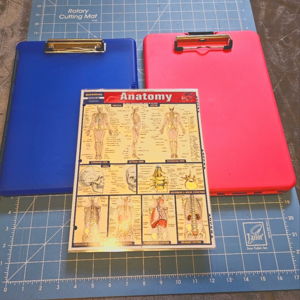 Quick Study Laminated Anatomy Guide & two Clipboards with Storage